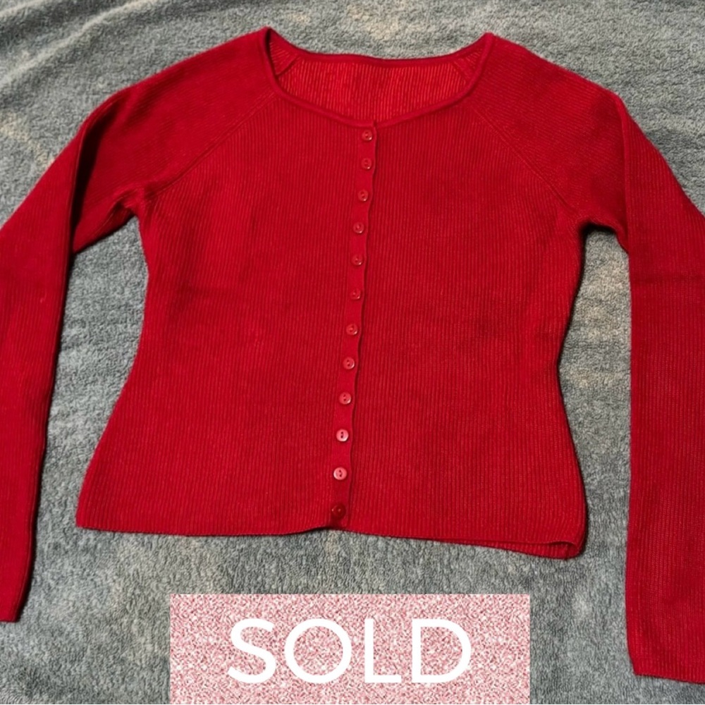 Red Women's Cardigan Sweater Size XS